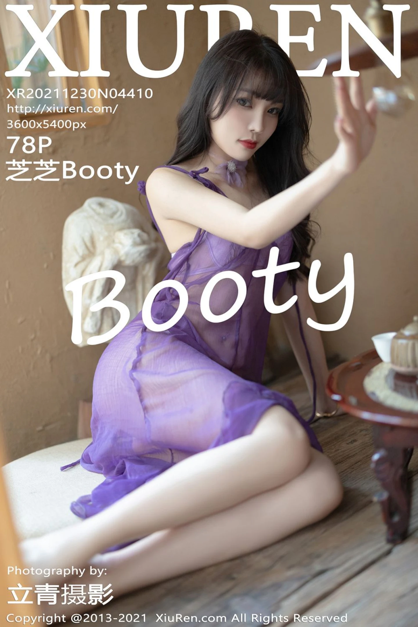 [XiuRen秀人网]No.4410_女神芝芝Booty私房床上脱紫色轻纱长裙露蕾丝内衣迷人诱惑写真78P-秀人网 - XiuRen.Space